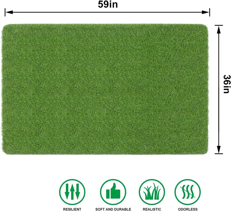 OLanto Artificial Grass Mat, Turf Grass Front Door Mats Outdoor/Indoor, Realistic Fake Grass Rug for Dog, Entrance, Patio, Camper, Home Decor, 36” x 59” - Image 2